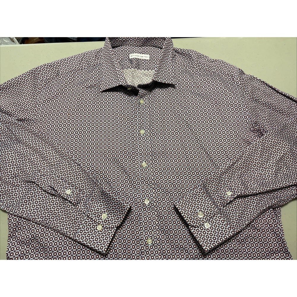 ETRO 46 Milano Button Up Purple AOP Shirt Made in Italy